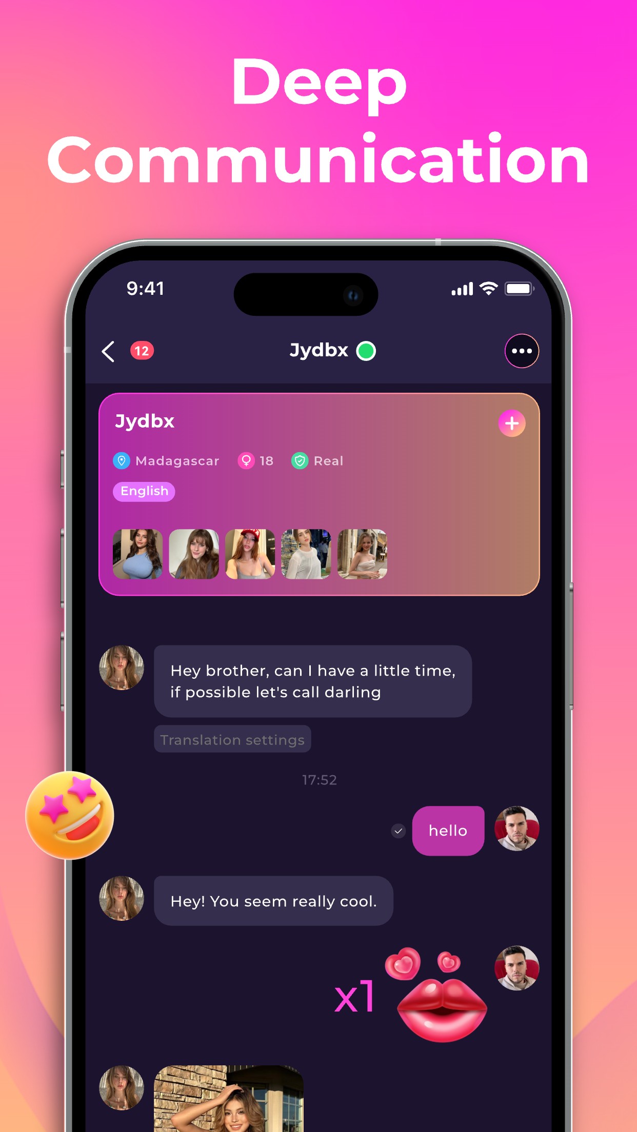 Chat with translation and gifts